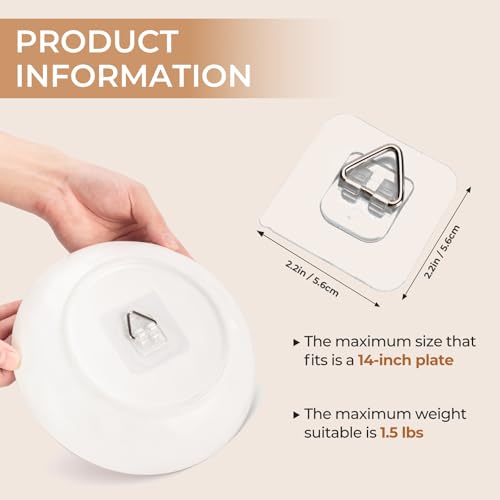 Bilillo 30 Pack Invisible Vertical Plate Holders, 2.3 Inch Adhesive Plastic Wall Plate Hangers for Decorative Plates and Wall Art - style: 30 Pack