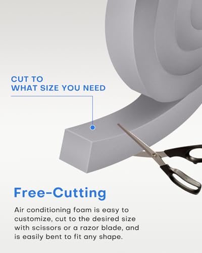 2Packs Air Conditioner Foam Tape with Adhesive, 1''X1''X 6.5 Ft Window Weather Stripping, High Resilience Ac Window Seal Kit Foam Insulation for Winter Summer (6.5ft X 2 Rolls, Grey) - color: 2 PCS, size: 1''X1'' Grey