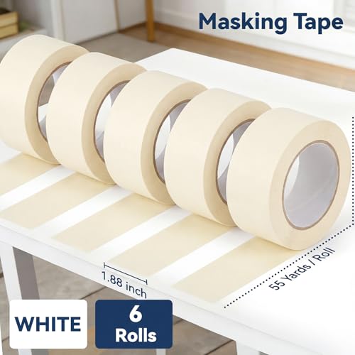 Masking Tape, 2 in x 55 YD, 6 Rolls, 330 YD Total