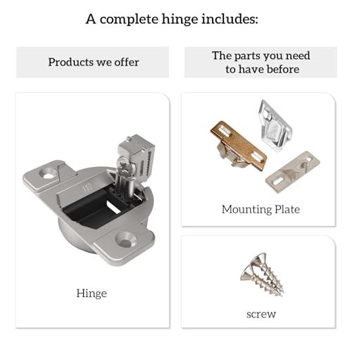Replacement for Blum 110 Cabinet Hinges, Hinge Back Model 30.310-11.02, Blum 110 Degrees Screw On Compact 33 Hinge for Cabinet Doors, Without Mounting Plate and Screws (8 Pack)