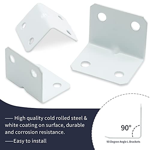 1"x1" White Right Angle Bracket L Brackets, 24 Pcs