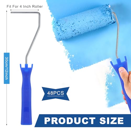 Leumoi 48 Pcs 4 Inch Mini Paint Roller Frame Threaded Grip Handle, Blue - color: Blue