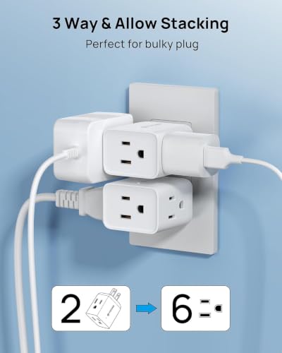 TROND Multi Plug Wall Outlet Extender 2 Pack, Small Outlet Splitter, White - color: White, size: 3 Prong, 2 Pack