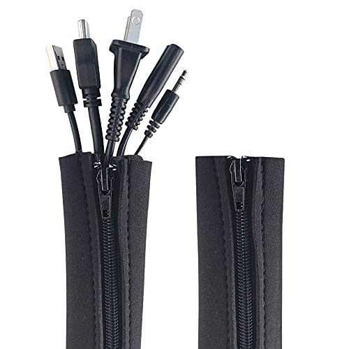 Zipper Cable Sleeve by Wrap-It Storage - 36" x 4" (2-Pack) Black - size: 36in (2-Pack)
