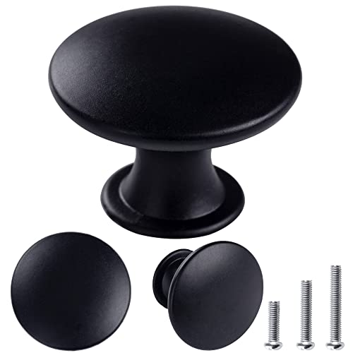 8 Pack Delicate Design Round Antique Black Kitchen Cabinet Knobs Cupboard Door Knobs 1.18-INCH Black Drawer Handle Pulls Dresser Knobs with 8 Pcs Screws for Bathroom Drawer Door Hardware - color: Black