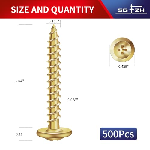 #8 x 1-1/4" Wood Screw 500Pcs Alloy Steel Standard Thread Truss Head Fast Self Tapping by SG TZH - size: #8 x 1-1/4"