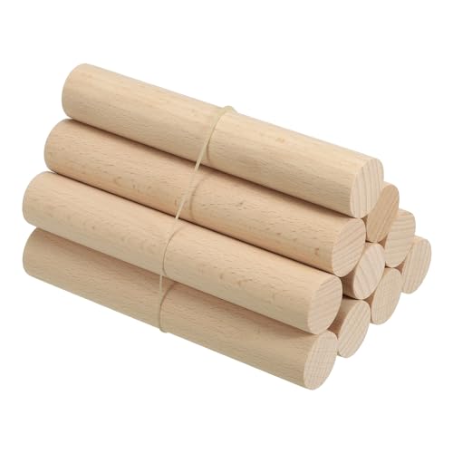 PATIKIL 1 x 6 Inch Dowel Rods Wood Sticks Unfinished Round Dowels 10pcs - size: 1"x6"