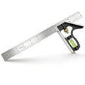 12 Inch Combination Square, Adjustable Carpenter Square with Stainless Steel Ruler and Aluminum Head, Metric and Inch Scale, Bubble Level and Scriber, 90 and 45 Degree Combo Layout Tool - size: 12-Inch