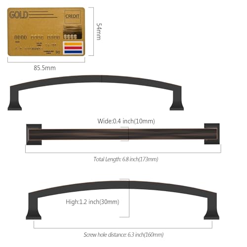 Amerdeco 10 Pack Oil Rubbed Bronze Cabinet Pulls 6.3" - color: Oil Rubbed Bronze, size: 6.3" hole center