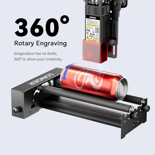 Longer Rotary Roller Series,Laser Engraver Rotary Roller, Y-axis Rotary Roller 360° Rotation for Laser Engraver Engraving Cylindrical Objects Tumblers Cans Cups Bottles, Adjustable Diameters 6-200mm - size: 6-200mm