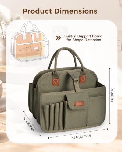 Pottery Tool Organizer Bag, Art Supply Studio Bag, Clay Tool Storage Caddy - color: Green