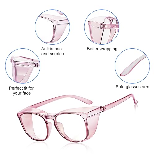 Safety Glasses Goggles for Women Girls Anti Fog Protective Eyewear Glasses - color: Blue +Pink
