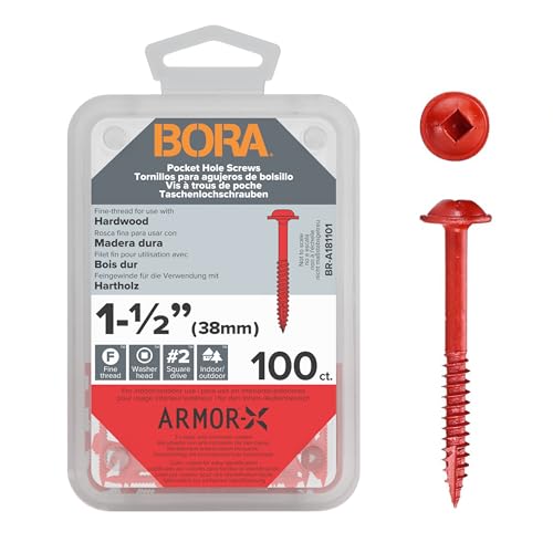 Bora Pocket Hole Screws 1-1/2 in Fine Thread 100 Piece - size: 1-1/2 inch (100 Piece), style: Fine Thread