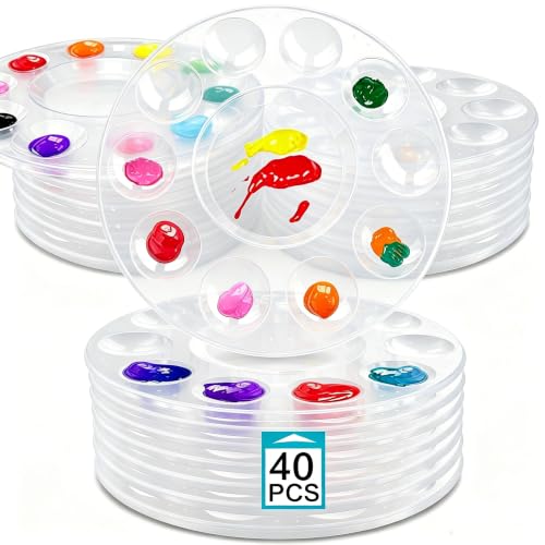 Hulameda 40pcs Clear Art Paint Tray Palette for Kids or Pupils to Painting - color: 40pcsclear