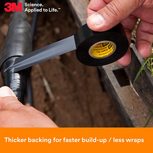 3M Scotch Super 33+ Electrical Tape, 3/4 in x 52 ft, 1 Roll, Black - size: 3/4" X 52'