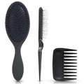 SIMPOR 3PCS Wig Brushes for Synthetic, Wig Brush Comb Set for Human Wigs - color: Black - 3 Pcs