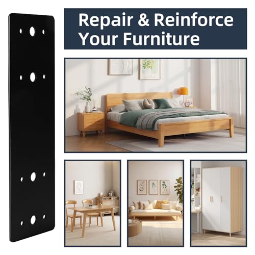 4Pcs Straight Steel Flat Plate, 10" X 3" Heavy Duty Mending Plate, Joining Brackets, Repair Joining Fixing Brace with 2 Sets of Screws Fit 4x4,6x6 Lumber