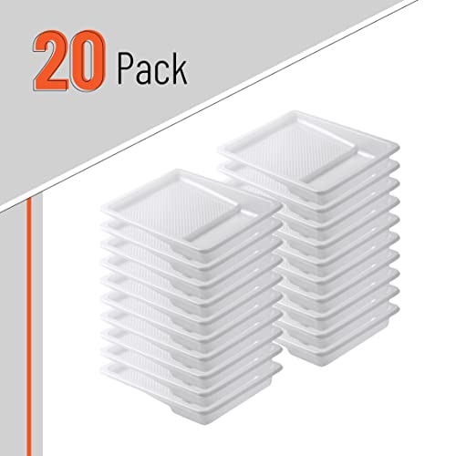 Bates- Paint Tray Liner, 9 Inch, 20 Pack, Paint Pans Trays, Plastic Paint Tray, Disposable Paint Tray, Paint Roller Tray, Paint Trays for Painting Walls, Roller Tray Liners, Paint Pan Liners - color: White, size: 20 Pack 9 Inch