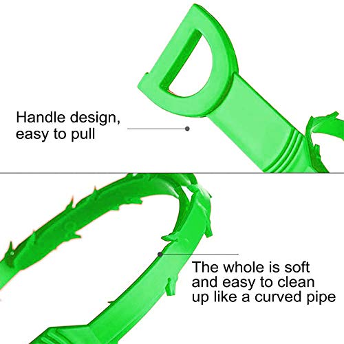 Drain Clog Remover - Gutter Cleaning Tools Drain Cleaner for Toilet Sewer Shower Kitchen Bathroom Tub Clogged Drains Opener Cleaning Tool, Flexible Grabber Claw Pick Up Reacher (7-in-1) - color: Green 6+1