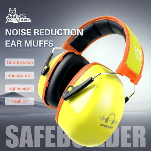 SAFEBUILDER Ear Protection Ear muffs Noise Reduction NRR 28dB Adjustable Hearing Protection for Working Mowing SK-06P - color: Green Cb Orange
