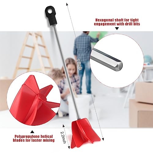 Loosh 11",6 Pcs Paint Stirrer for Drill, Paint Mixer Attachment,Red - color: Red, size: 11"