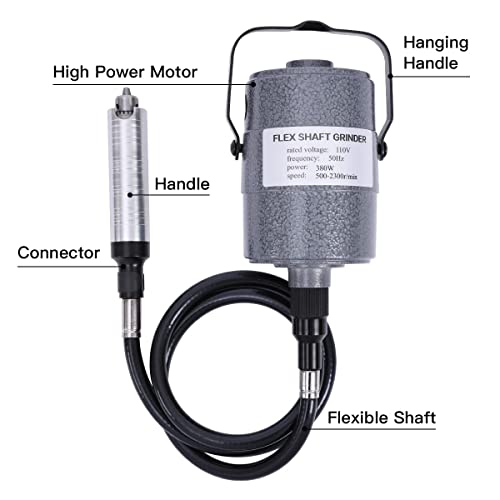 380W Flex Shaft Rotary Tool with Stepless Speed Foot Pedal, Multi-Function Metal Hanging Grinder Carver Kit - Ideal for Carving, Buffing, Drilling, Polishing, Sanding, Cutting- Includes DIY Accessorie - size: 380W Chuck 0.3-4mm
