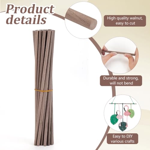 AHANDMAKER 25Pcs Walnut Wooden Dowel Rods, 5/16x11.8 Inch Hardwood Dowels