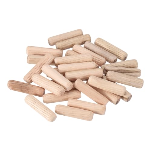 uxcell Wooden Dowel Pins 30pcs 8x30mm(0.31"x1.18") Fluted Beveled Ends Wood Dowel Pegs Dried Hardwood for Woodworking Furniture Shelf - size: 8x30mm(0.31"x1.18")
