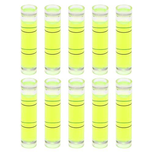HARFINGTON 10pcs Small Cylindrical Bubble Level Vials 8x35mm PMMA Mini Horizontal Bubble Spirit Level Measuring Layout Tools for RV TV Picture Frame Hanging Tool Leveler - size: 8x35mm