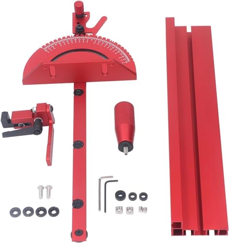 Table Saw Miter Gauge Works w/Table Saws, Band Saw and Router Table (Red) - color: Miter Gauge - Red