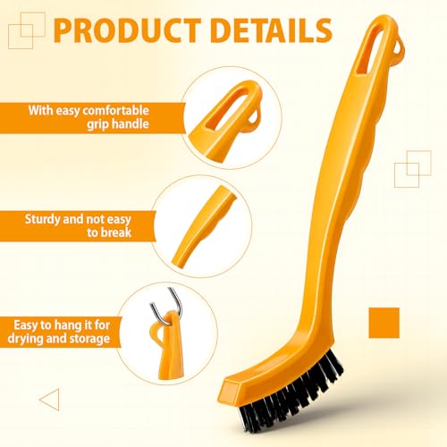 6 Pack Grout Brush Nylon Detail Cleaning Stiff Bristle Brushes Tile and Grout Scrub Brushes for Kitchen, Bathroom, Tile Floors, Gaps, Crevices, and Window Tracks (Grey,Crevice Brush)