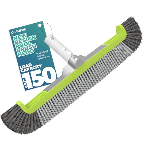 18" Pool Brush Head - Scrub Brush, Curved Ends, Fits Φ1.25” Poles - color: Dark Gray & Gray