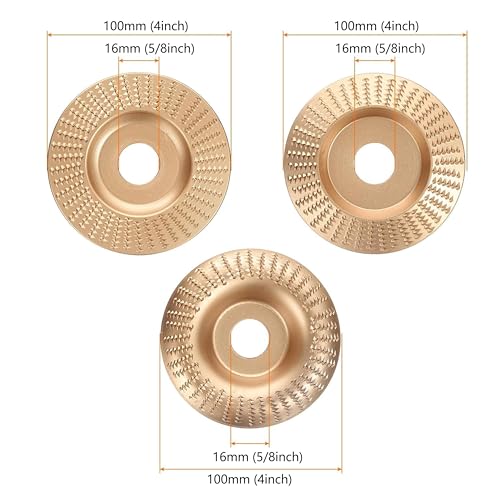 3 Piece Wood Carving Disc Set for 4 Inch Angle Grinder,5/8" Inner Diameter, Grinding Wheel Shaping Disc for Wood Cutting,Woodworking Attachment,Stump Grinding Tools for Cutting,Grinding,Carving - style: Style 2