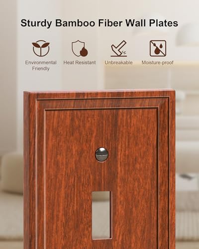 2-Pack Natural Bamboo Fiber Single Toggle Light Switch Covers Wall Plate - color: Wood Grain, size: 1 Toggle 2PK