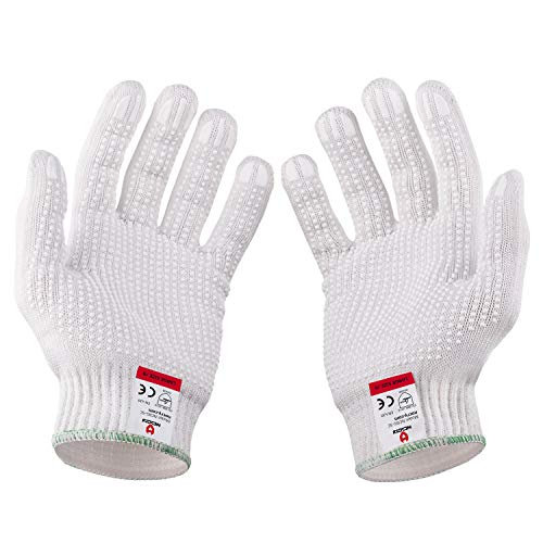 NoCry Superior Heavy Duty Cut Resistant Work Gloves with Grip Dots, Level 5