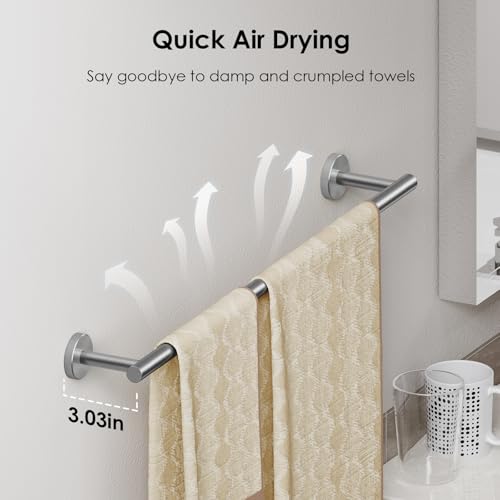 FORIOUS Bathroom Accessories, 4-Piece Bathroom Hardware Set - 24" Towel Bar - color: Stainless Steel