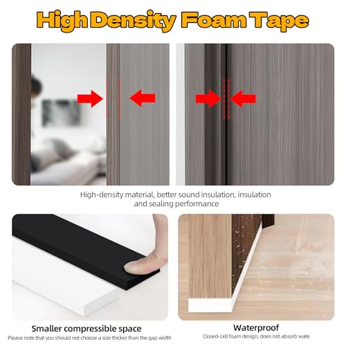 1/2 Inch Wide 1/17 Inch Thick Weather Stripping Door Seal,Window Sealing Tape,Foam Insulation Tape,Single-Sided Self-Adhesive Foam Strips,33 Feet Long Black - color: Black, size: 1/2 IN x 1/17 IN x 33FT