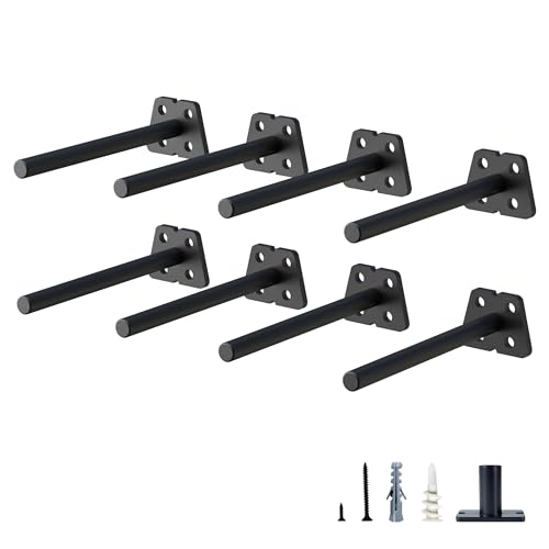 NEODROP 8-Pack 4 Inch Hidden Floating Shelf Bracket, Heavy Duty Blind Shelf Support Hardware | Invisible Wall Brackets for Kitchen, Fireplace Mantel Wood Shelves | Black Powder Coated Solid Steel - size: 4 Inch, style: 8 Pack