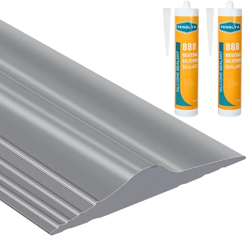 ToLanbbt 16.5Ft/5M Universal Garage Threshold Seal Strip with 300ml Black Adhesives, Garage Door Bottom Weatherproof Strip Rubber DIY Weather Stripping Replacement (Grey) - color: Gray, size: 16.5 Ft (incl. 2 adhesives)