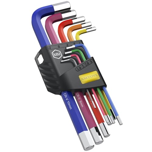 AMTOVL Hex Key Set, 9PCS Metric Allen Key Set, 1.5-10MM, Long Hex End - size: 9 PCS HEX SET