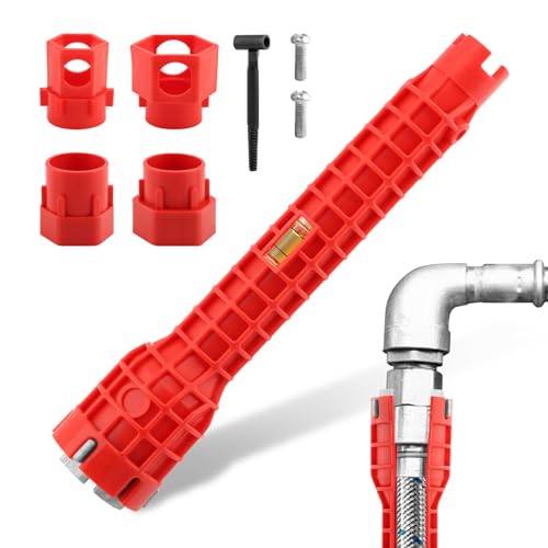 14 in 1 Faucet Sink Basin Wrench, Multifunctional Sink Installer Tool - color: Red