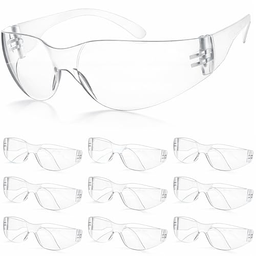 10 Pack Safety Glasses for Men Women, ANSI Z87.1 Certified - color: Clear