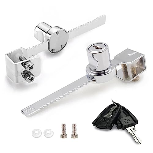 XIEHE 318 Sliding Glass Door Lock, Closet Locks for Sliding Doors with 2 Keys, Ratchet Lock with Chrome Finish, No Drill Cabinet Door Lock (1 Pack, Keyed Different) - size: 1pack, Keyed Different