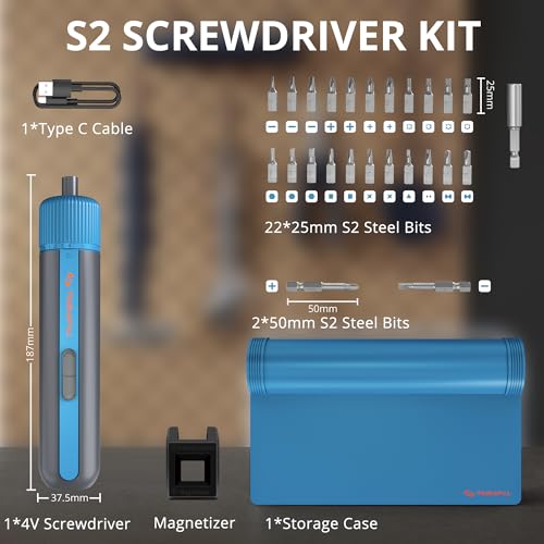 Tilswall 4V W122 Electric Screwdriver Cordless, 10N.m High Torque /260 RPM