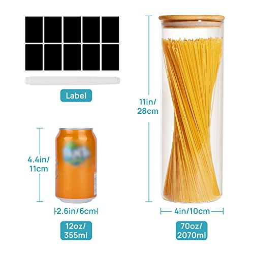 Vtopmart 70oz Glass Food Storage Jars with Airtight Bamboo Lids, 3 Pack - size: 3 Pack (70 oz)