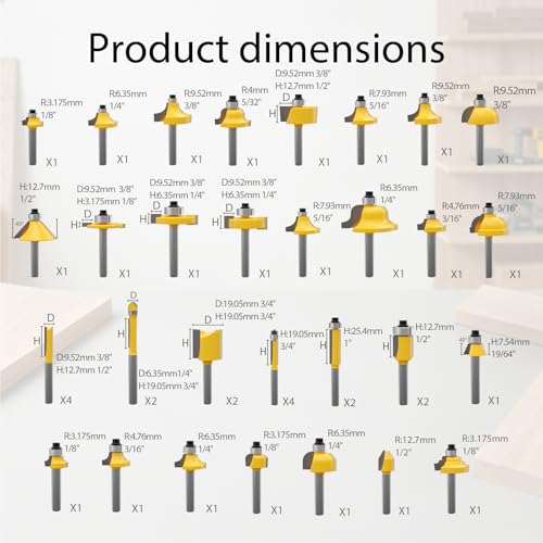 CATITO 100 Pieces Router Bits Set - 1/4" Shank Carbide Router Bit Set, Professional Woodworking Milling Cutter Kit, DIY for Wood, MDF, Plywood