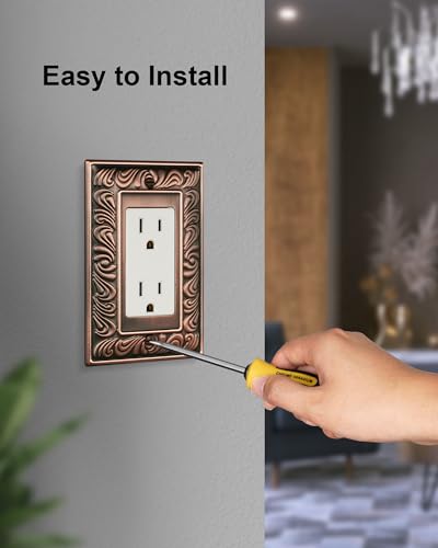 2-Pack Paisley Pattern Single Toggle Light Switch Cover Plate, Metal Plate | Decorative Switch Plate Covers, 1 Gang Metal Wall Plate, Corrosion Resistant, Antique Copper - color: Antique Copper, size: 1 Toggle 2PK