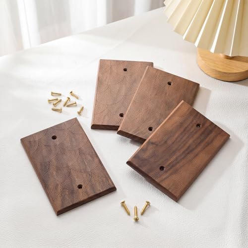 DoubleFill 4 Pcs Walnut Wood Switch Cover,8.2 * 13cm,Brown - color: Brown, size: 13 x 8.2 cm