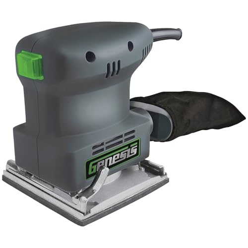 Genesis GPS2303 1/4 Sheet Palm Sander with Palm Grip, Dust-Protected Switch, Dust Bag, and Sandpaper Assortment - style: 1/4 Sheet Sander