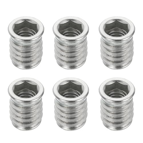 MECCANIXITY 6Pcs Threaded Inserts Nuts, M8x17mm Hex Socket Drive Nut Inserts for Wood - 304 Stainless Steel Screws Furniture Screw in Nuts Bolt Fastener Connector Wood - size: M8x17mm
